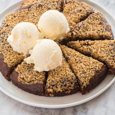 coconut date cake with ice cream