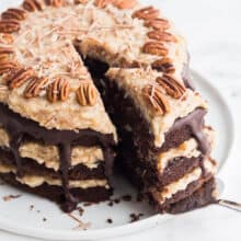 german chocolate cake with slice out