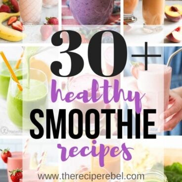 healthy smoothie recipes collage with text