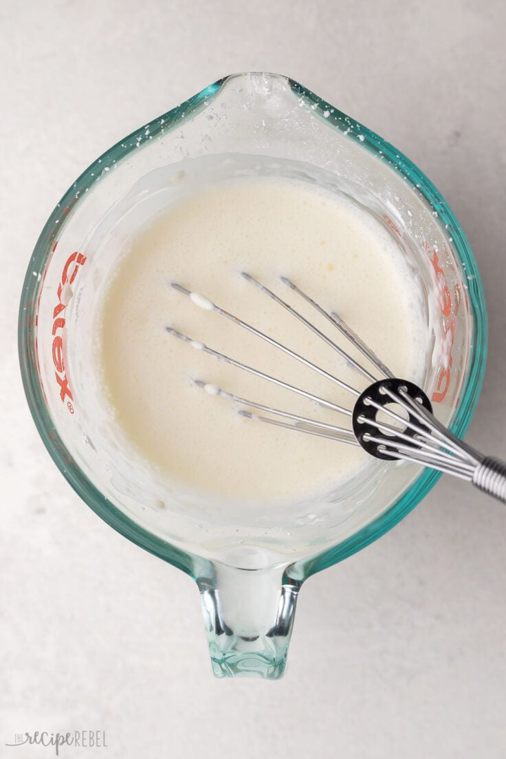 cream and corn starch whisked together for recipe.